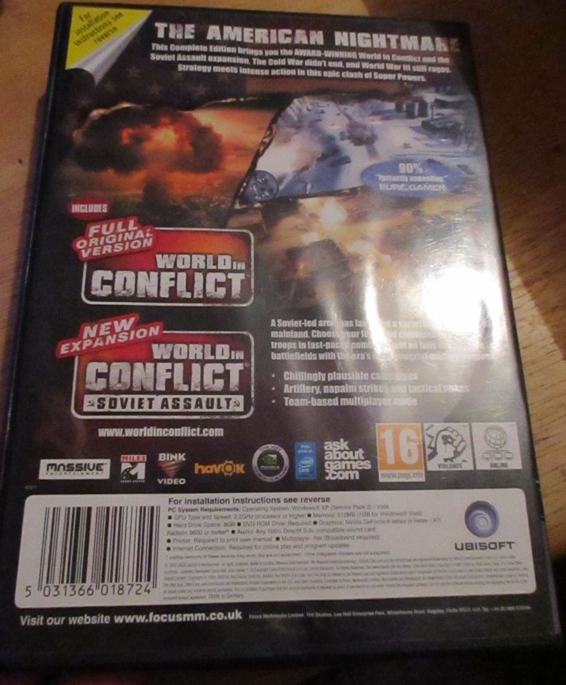 Pc Dvd. World In Conflict Complete Edition