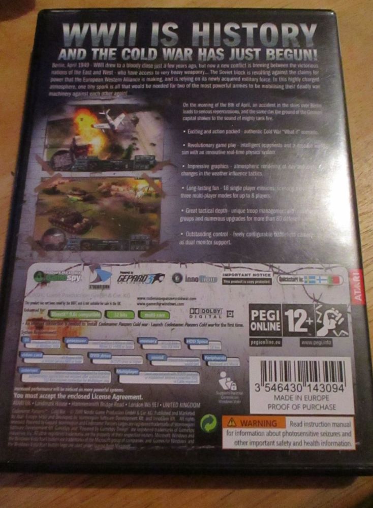 Pc Dvd Coename: Panzers Cold War.