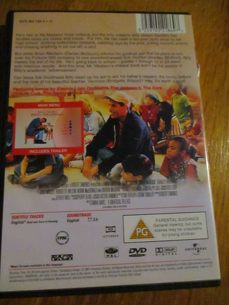 Billy Madison - DVD - Cover previously got wet