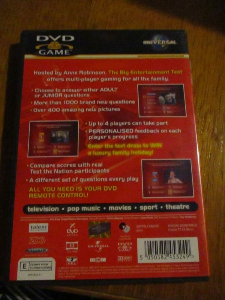 The Big Entertainment Test - Test The Nation 2006 - DVD Game
