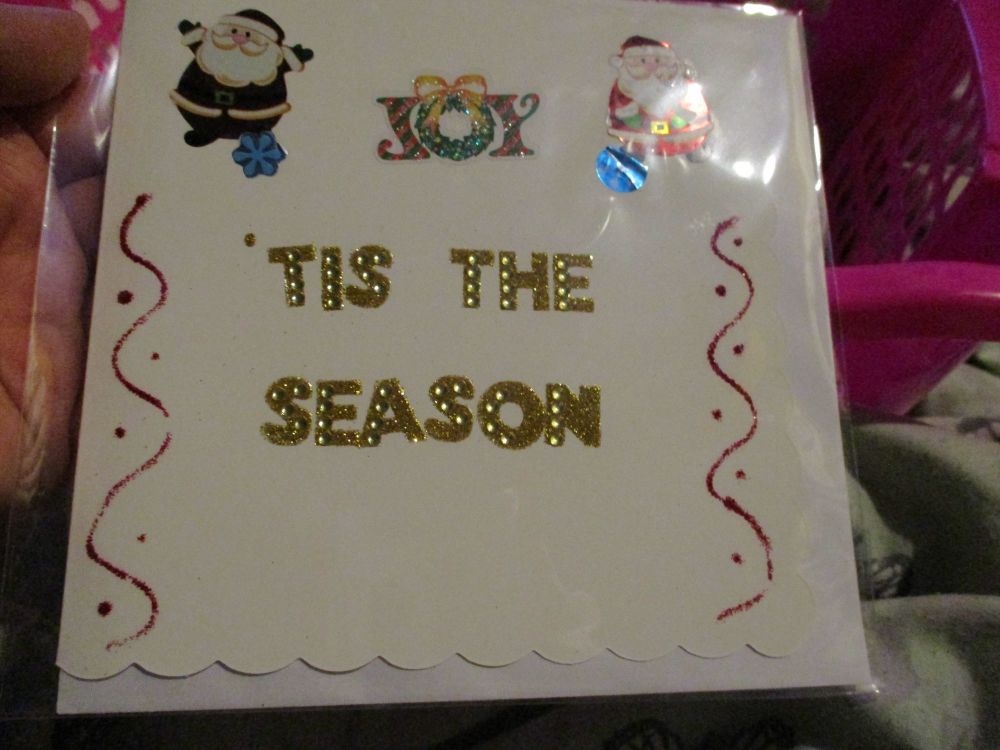 Tis the season - 15cm Scallop Edge Greetings Card [blank]