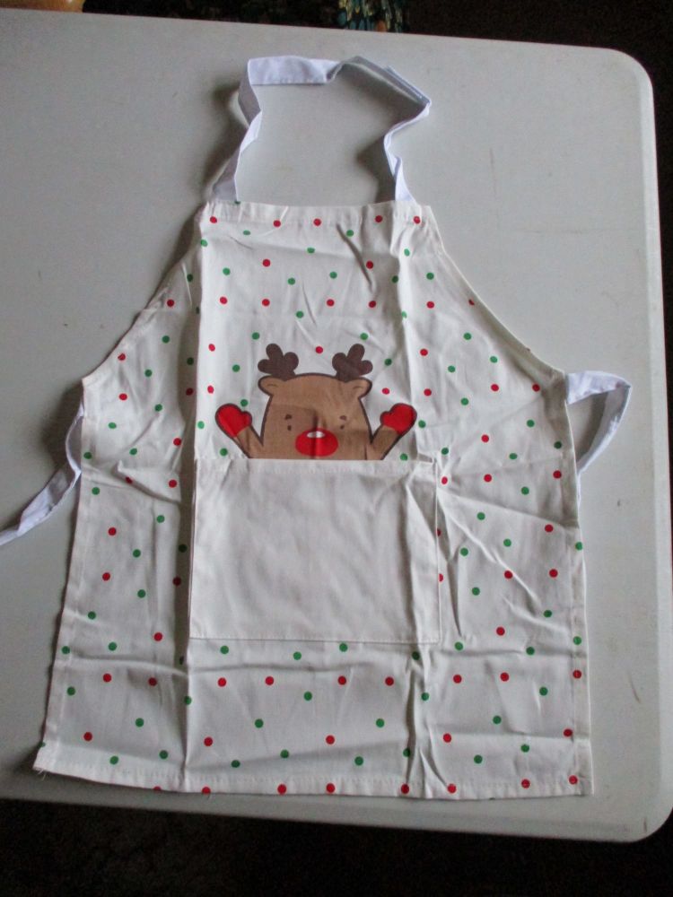 Reindeer Christmas Fabric Kids Cotton Apron