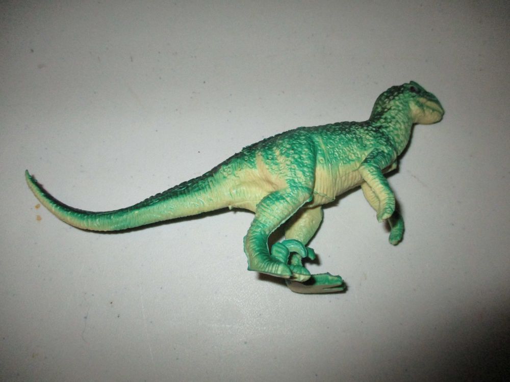 Large Green Raptor Dinosaur Figure Toy - Sturdy Plastic