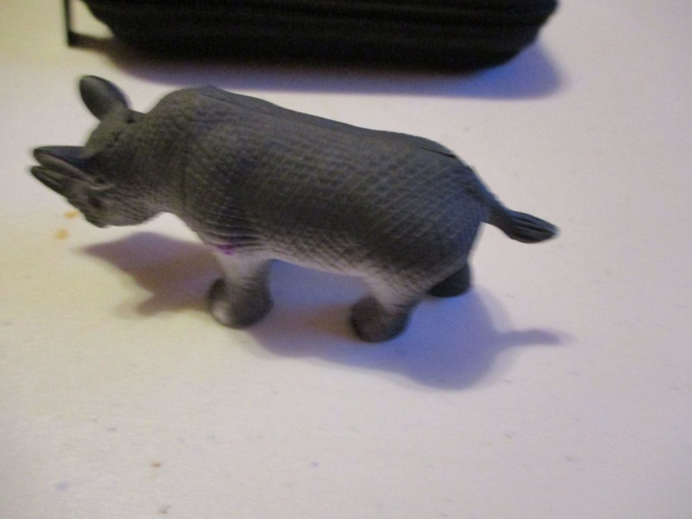 Small Rhino Wildlife Figure Toy - Sturdy Plastic