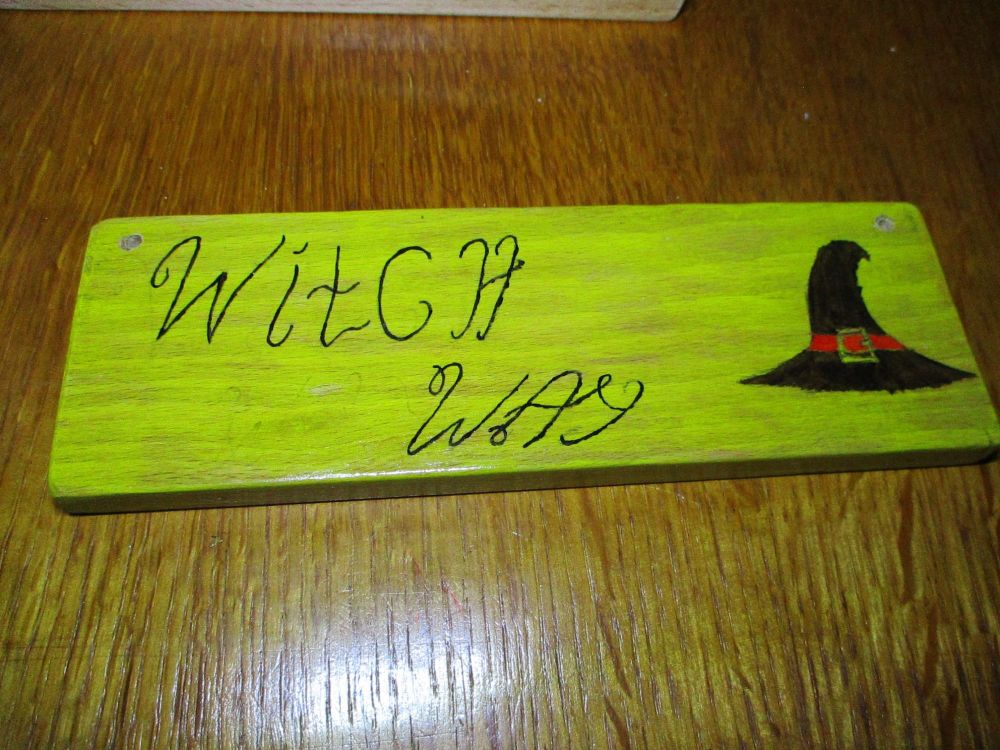 Witch Way - Wooden Painted Sign