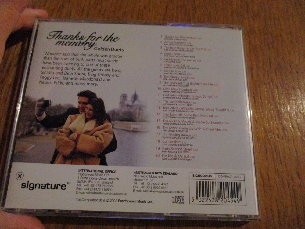 Thanks For The Memory - Golden Duets - CD