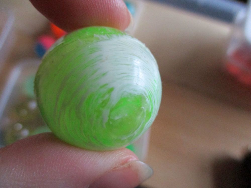 32mm Green Excessive White Swirls style Jet Ball Bouncy Toy - Sturdy Rubber