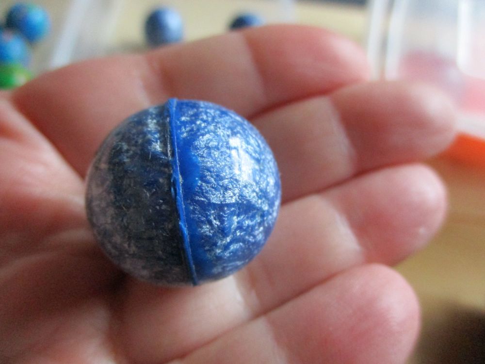 27mm Blue Metallic Swirl style Jet Ball Bouncy Toy - Sturdy Rubber