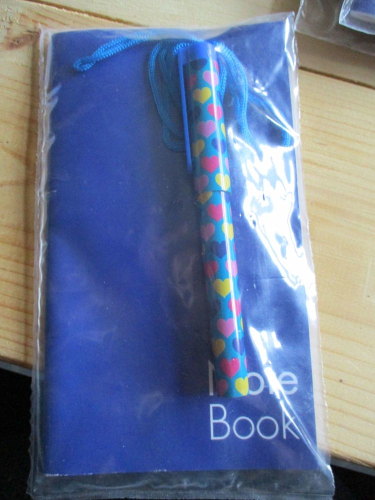 Dark Blue Notebook Blue Hearts Neck Pen Set
