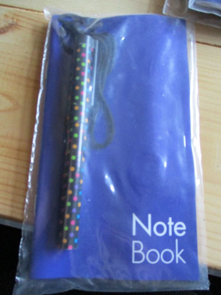 Dark Blue Notebook Black Multicoloured Spots Neck Pen Set