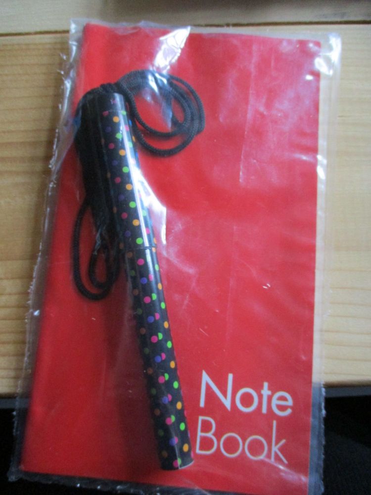 Red Notebook Black Multicoloured Spots Neck Pen Set