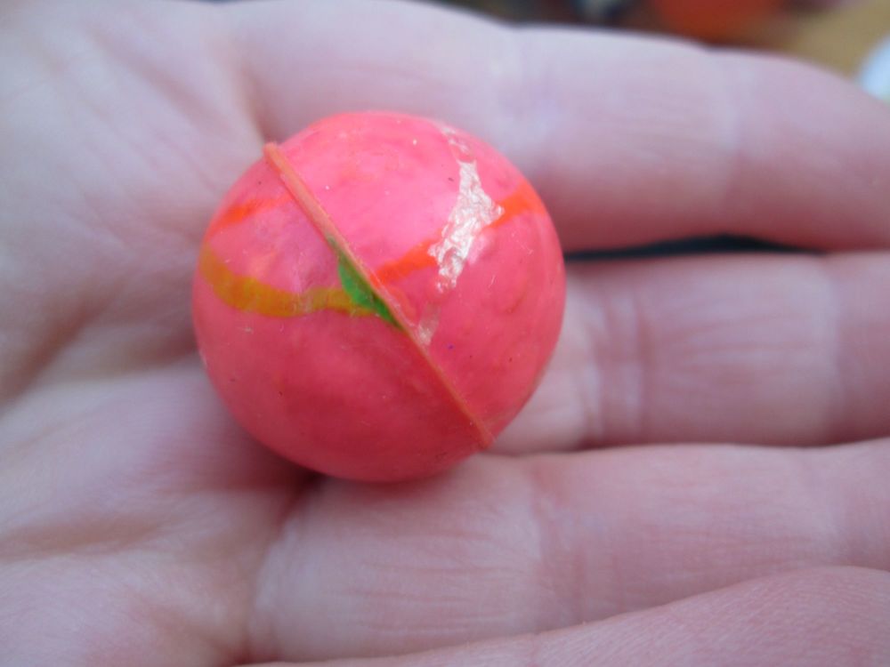 27mm Dark Orangey Pink Thin Stripes style Jet Ball Bouncy Toy - Sturdy Rubber
