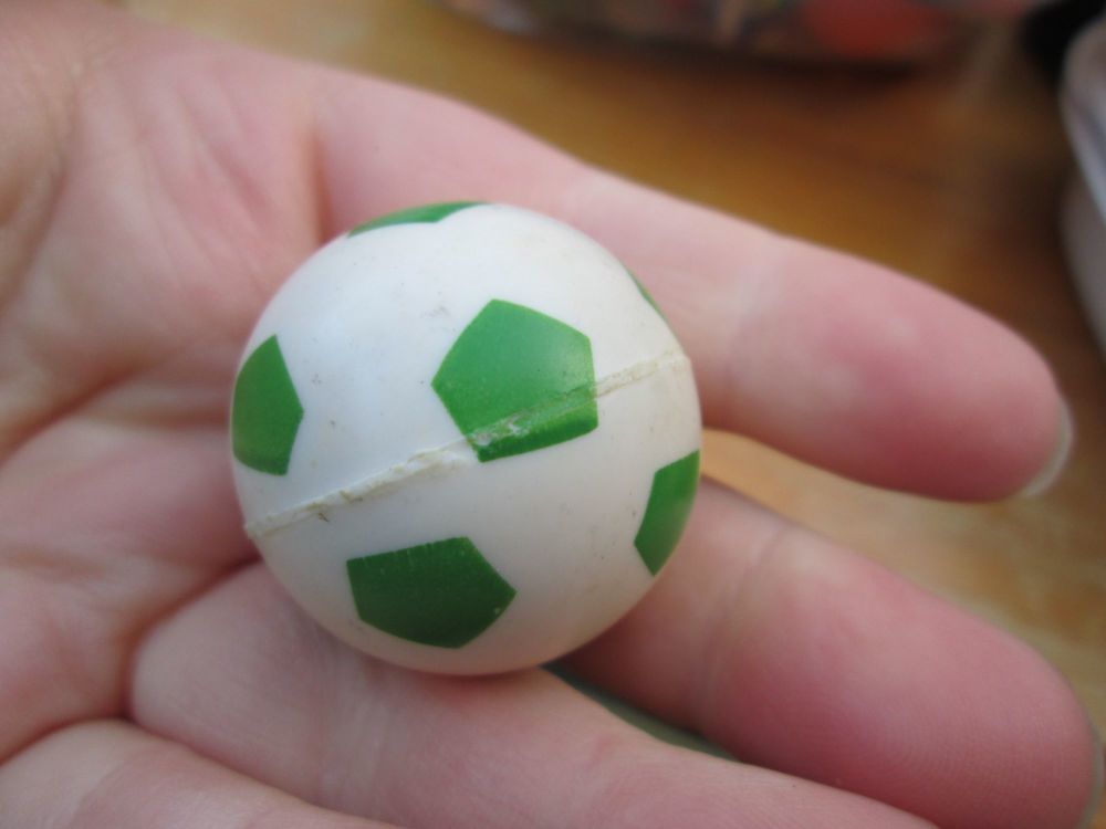 35mm Green and White Football style Jet Ball Bouncy Toy - Sturdy Rubber