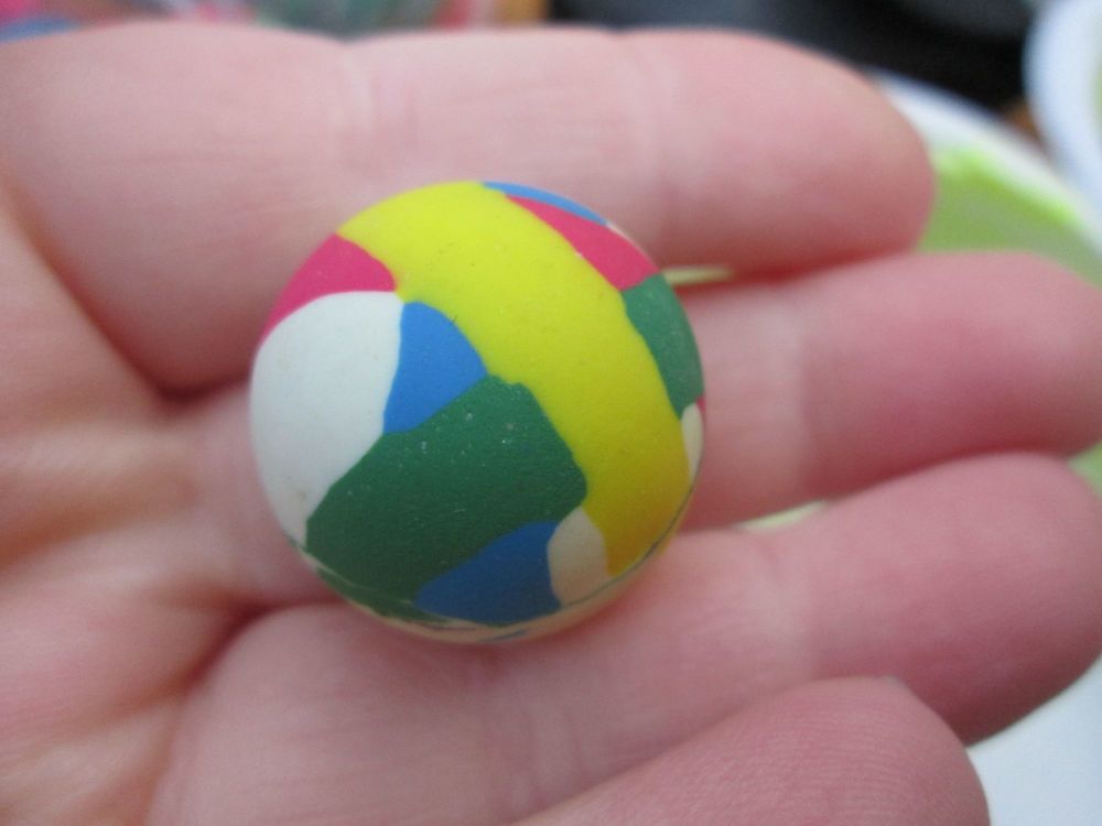 27mm White with Red Green Blue Yellow Thick Lines style Jet Ball Bouncy Toy