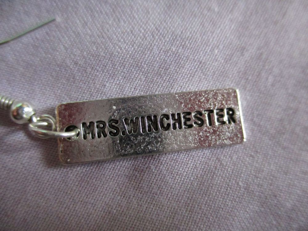 Mrs Winchester Tag Styled Earrings