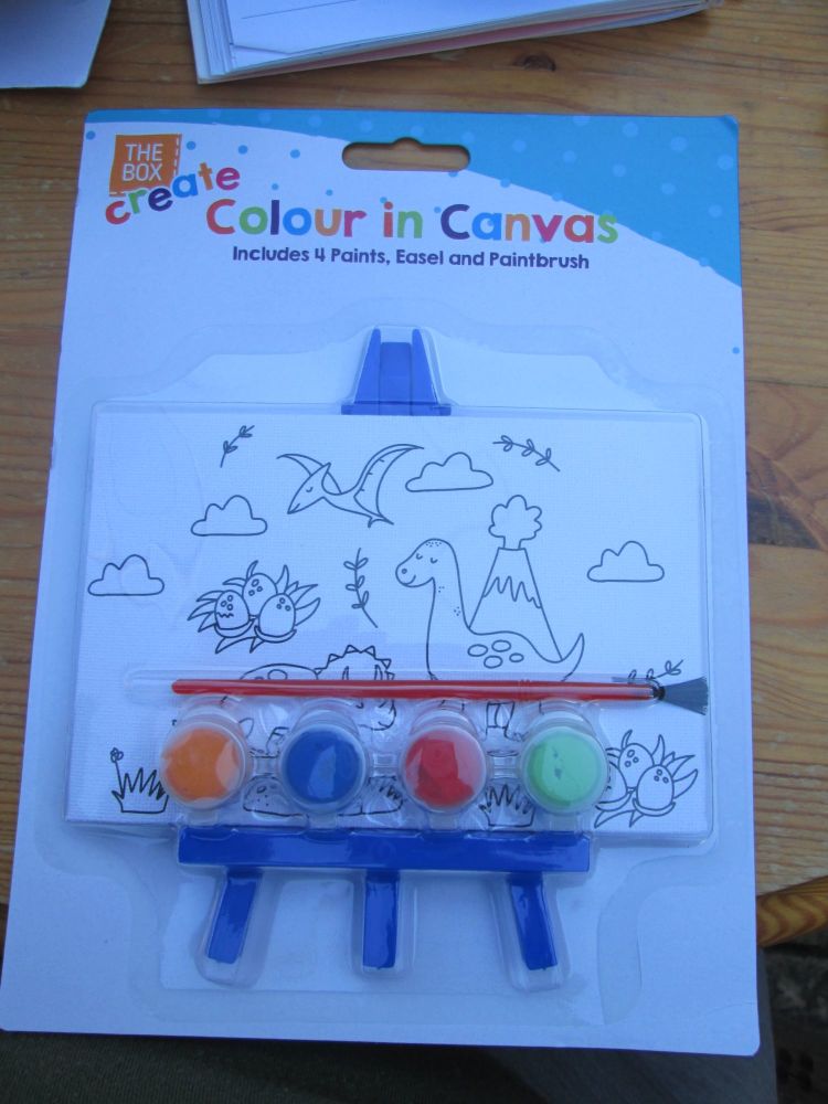 A6 Plastic Easel and Canvas Painting Set - [Dinosaurs]