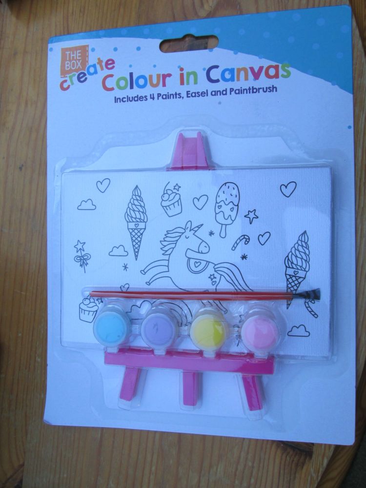 A6 Plastic Easel and Canvas Painting Set - [Unicorn]