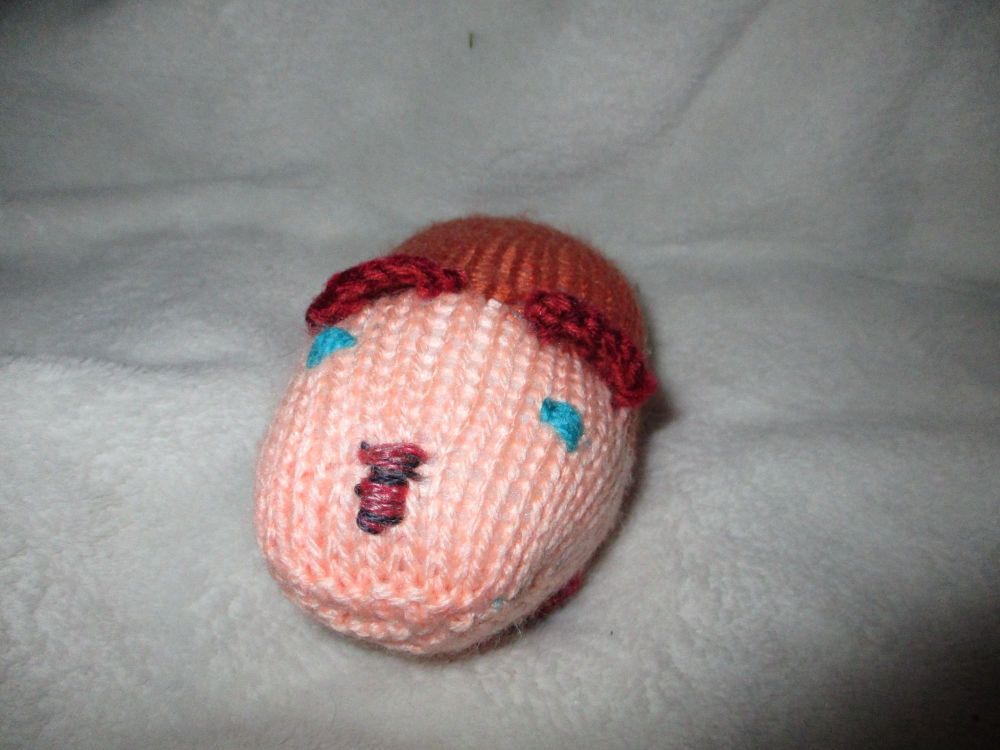 Baby Hamster - Tan Body - Peach Face - Mottled Red Features -  Knitted Soft Toy