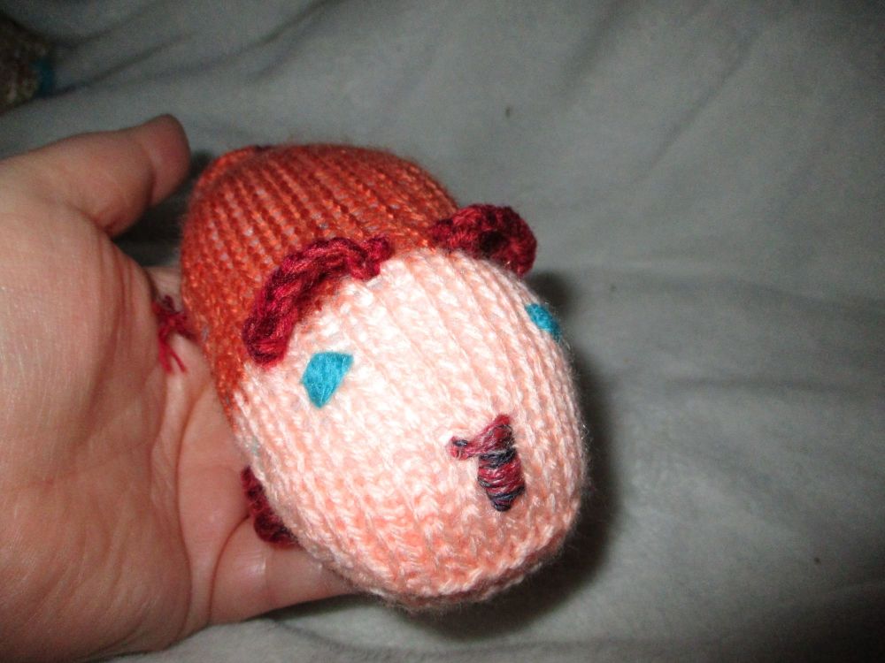 Baby Hamster - Tan Body - Peach Face - Mottled Red Features -  Knitted Soft