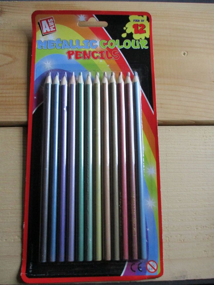 APlus 12 Metallic Colouring Pencils Pack