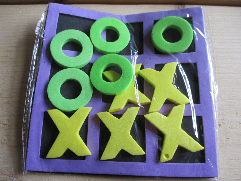 Purple YG Frame 12.2cm Tic Tac Toe 3 In a Line Noughts and Crosses Toy - Sturdy EVA Foam