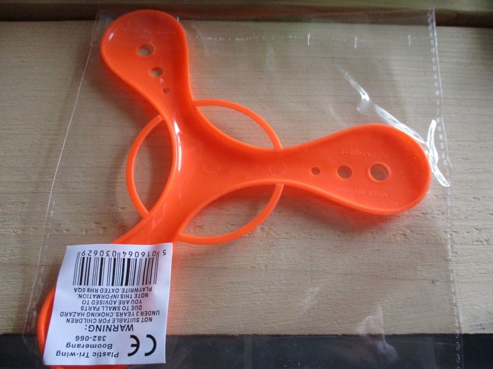 Orange Plastic Tri-Wing Boomerang - Playwrite