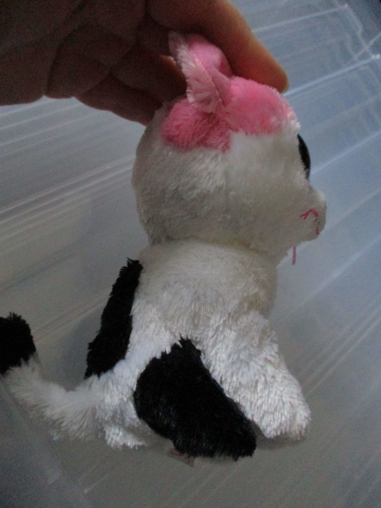 Small Muffin the White Pink and Black Cat  -  TY Beanie Boos
