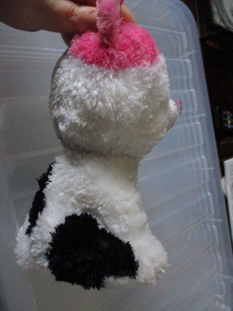 Medium Muffin the White Pink and Black Cat  -  TY Beanie Boos