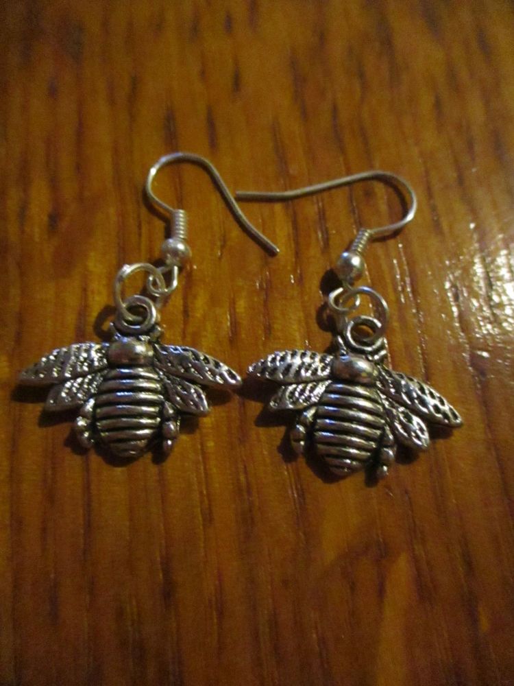 Silver tone Bumblebee Styled Earrings