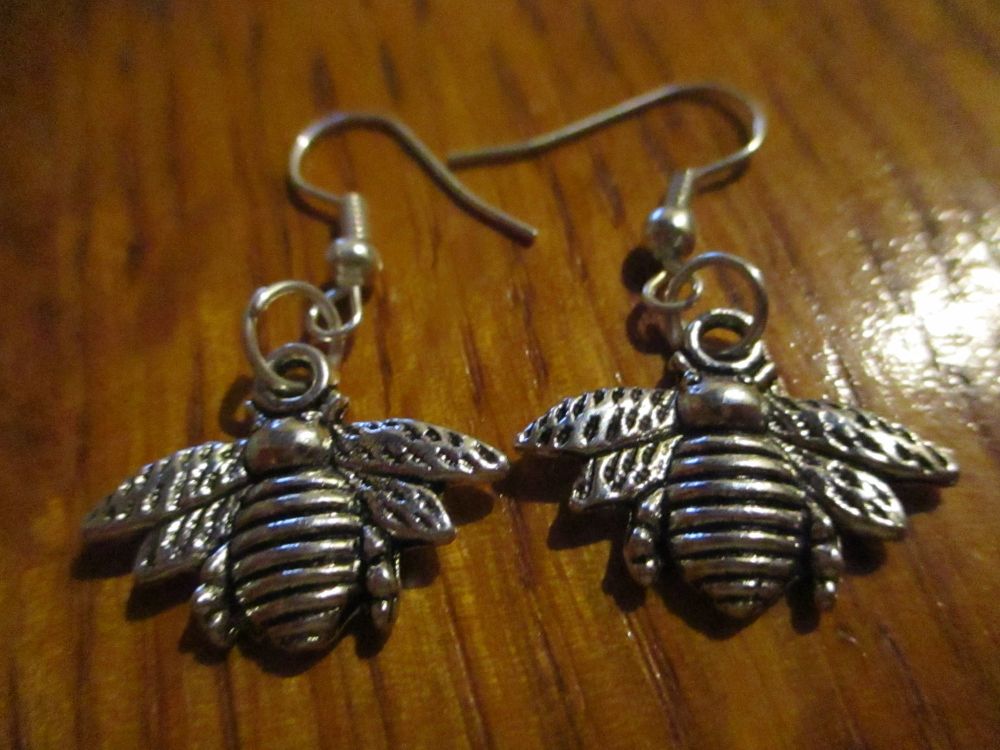 Silver tone Bumblebee Styled Earrings