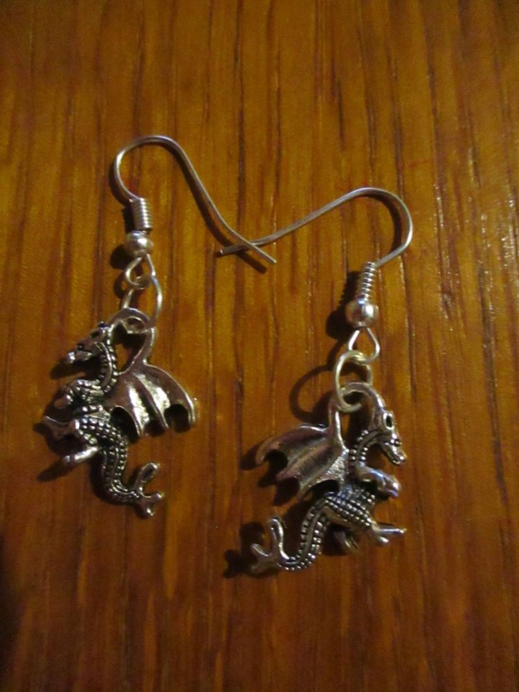 Silver tone Dragons Styled Earrings