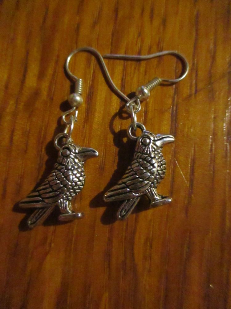 Silver tone Rooks Crows Styled Earrings