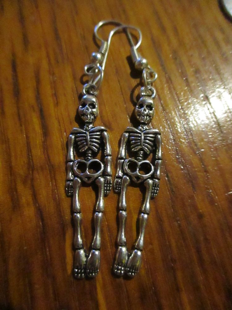 Silver tone Skeleton Styled Earrings
