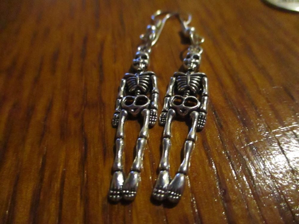 Silver tone Skeleton Styled Earrings