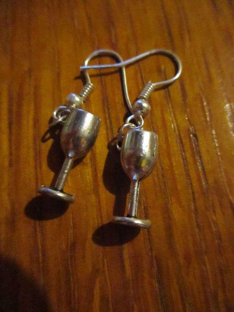 Silver tone Goblets Styled Earrings