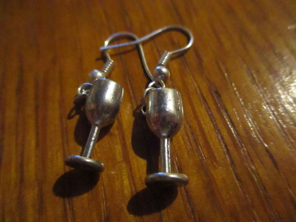Silver tone Goblets Styled Earrings