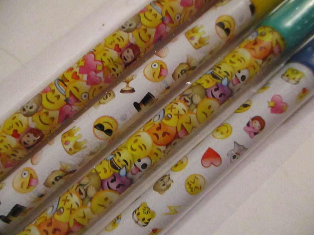 4 Smiley Emoticon Gel Pens - Glittery Pearl Effect