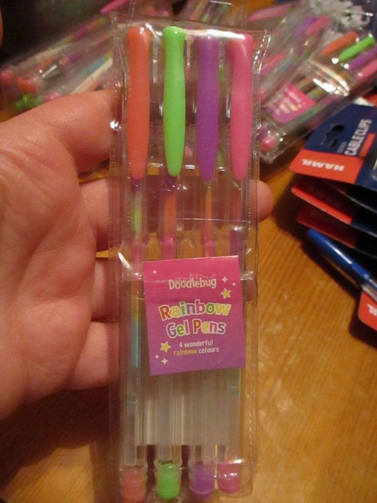 4 Doodlebug Rainbow Gel Pens - Swirling Marbled Effect
