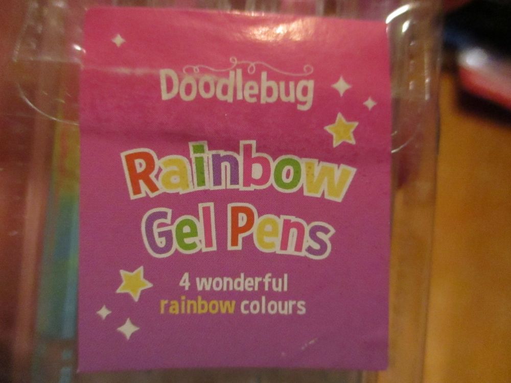 4 Doodlebug Rainbow Gel Pens - Swirling Marbled Effect