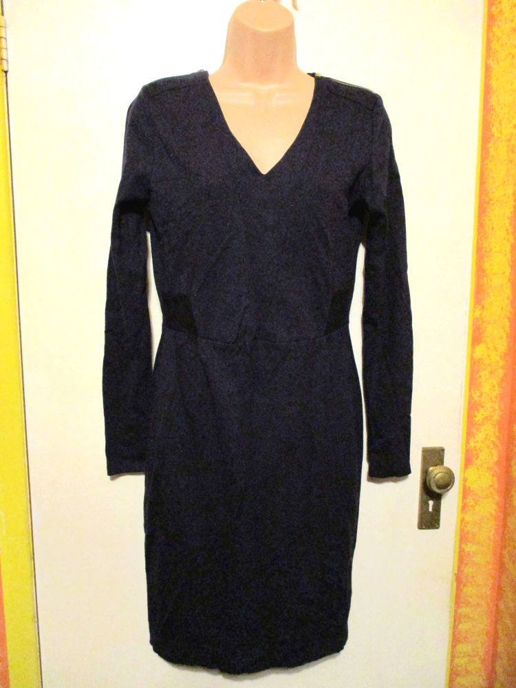 Limited Collection Size 10 Navy Blue Long Dress with Black Waist Detail
