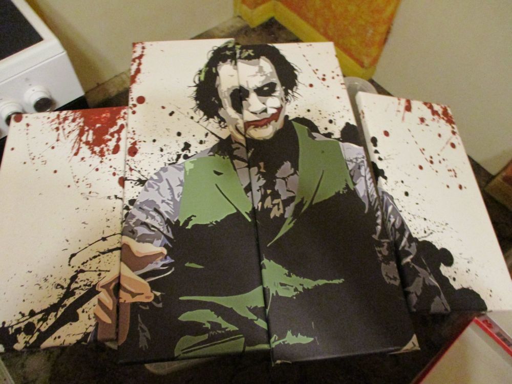 Heath Ledger Joker The Dark Knight 4 Piece Wrapped Canvas Artwork Wall Art