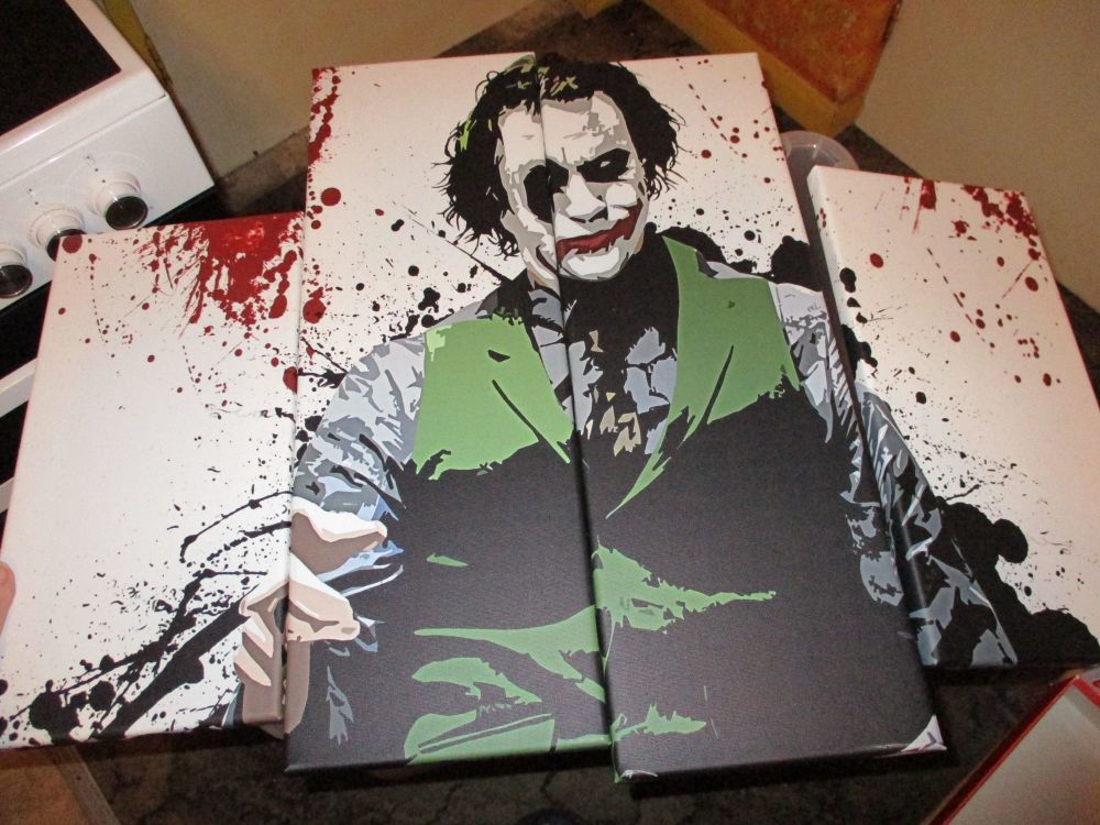 Heath Ledger Joker The Dark Knight 4 Piece Wrapped Canvas Artwork Wall Art