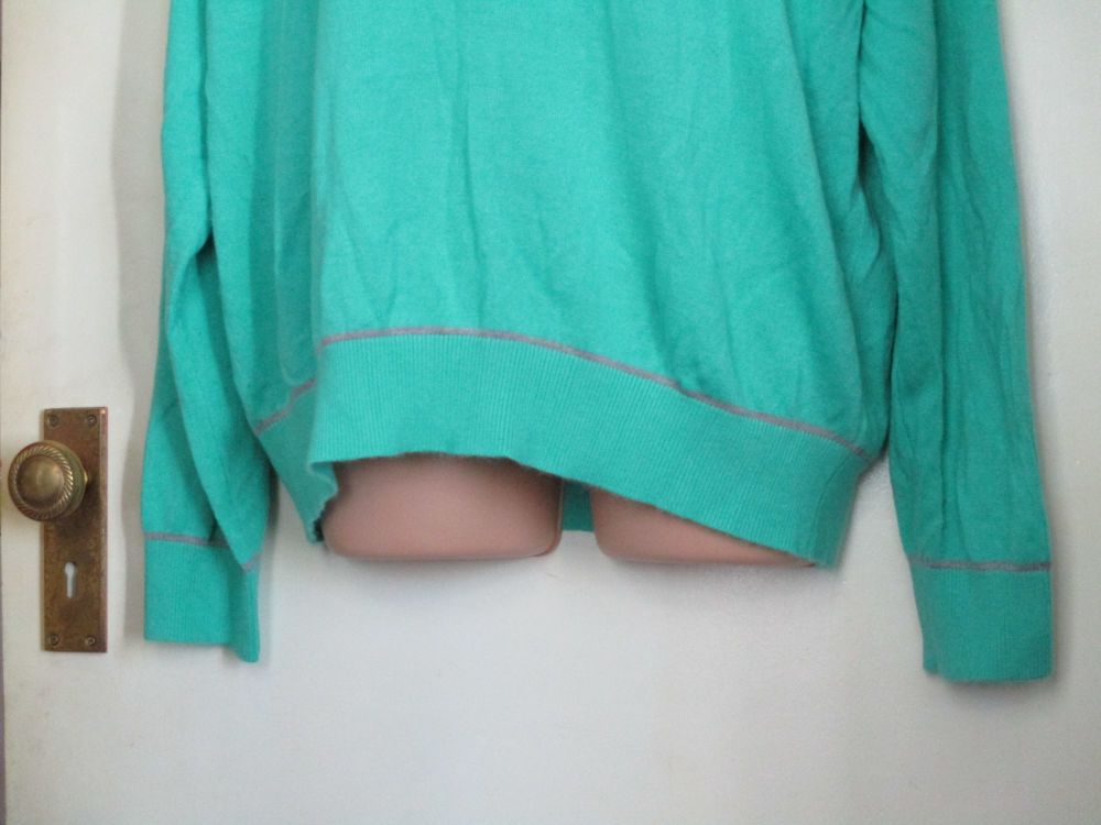 Mint Green and Grey Thin Jumper - Florence & Fred Size L
