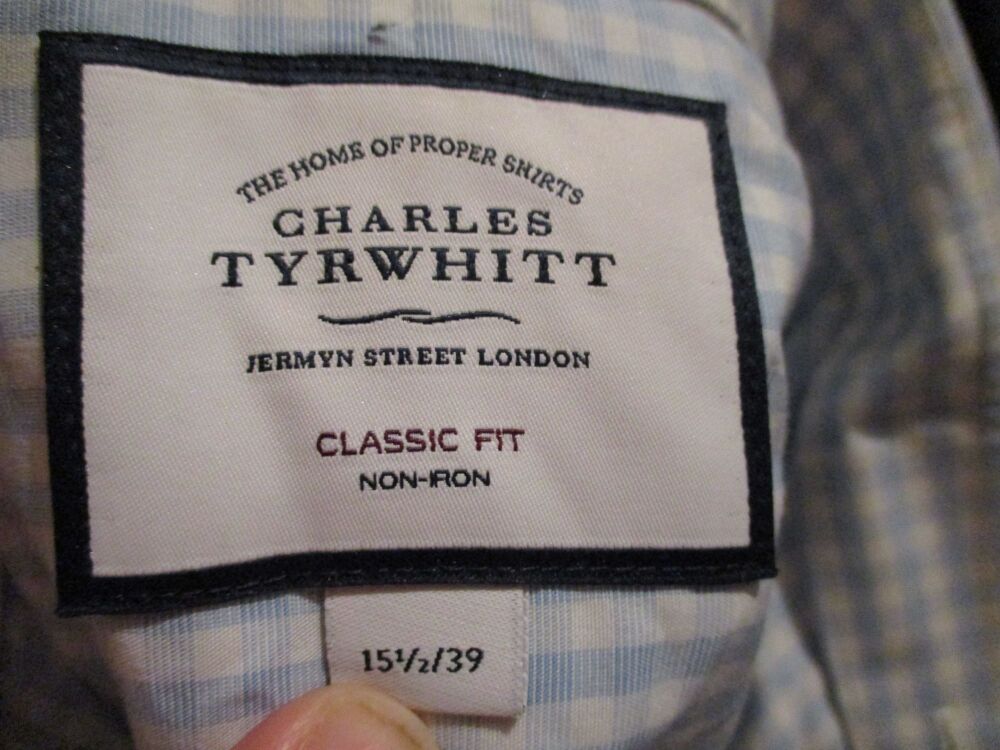 Charles TyrWhitt Classic Fit 15.5" Neck - Shirt - White Pale Blue Chequered