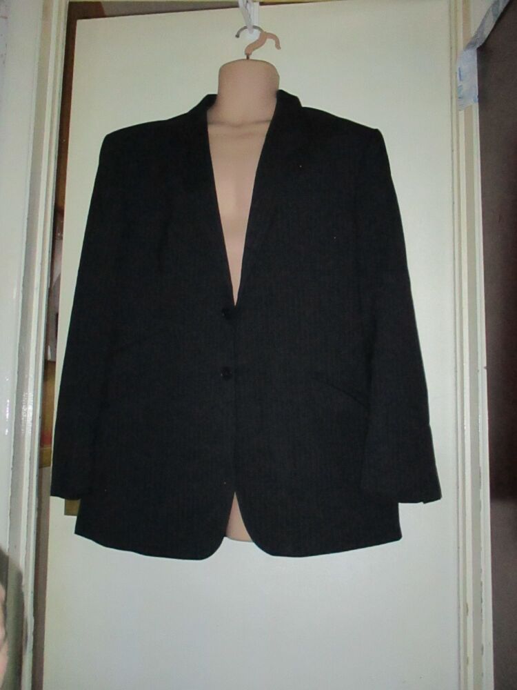 Black and Pinstriped Size L Suit Jacket - Needs Cleaning