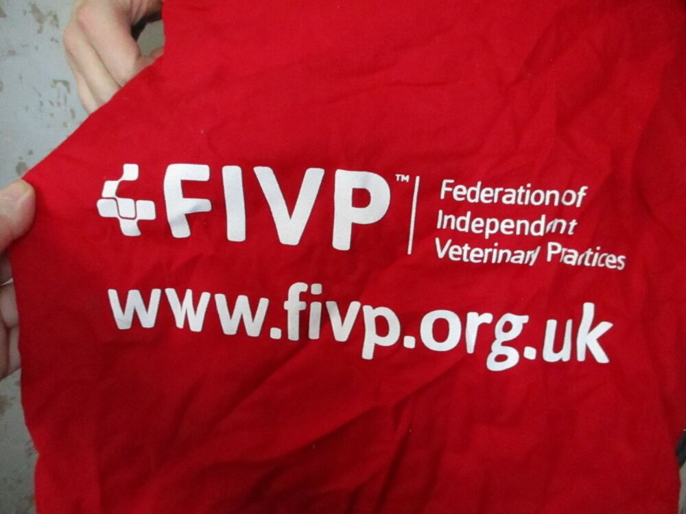 Red Tote Bag - Federation Of Independent Veterinary Practices - Used V Good Condition - stained