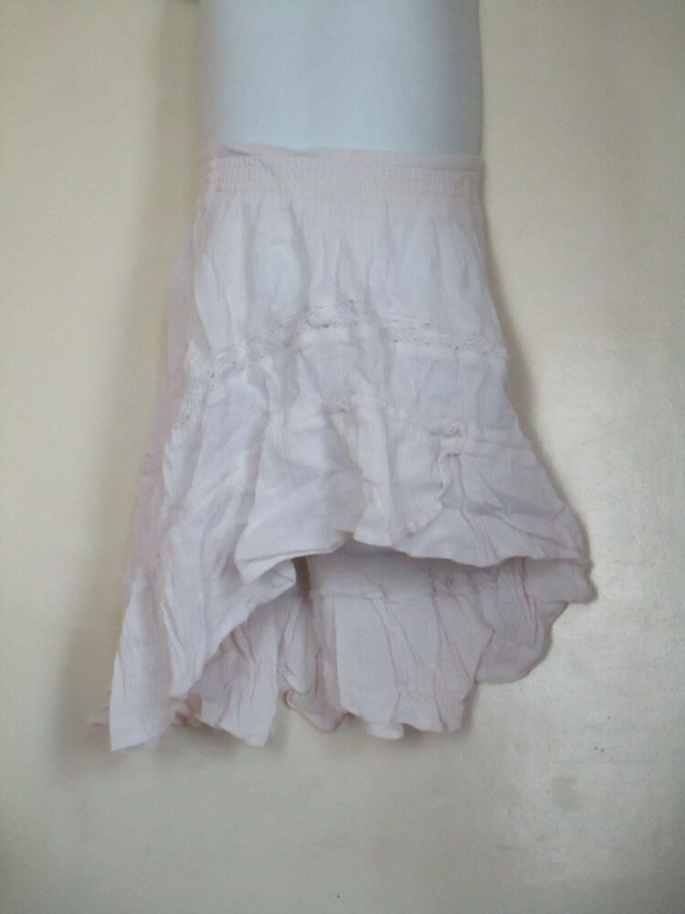 White Linen Crochet Design Size 1.5/2yrs H&M L.O.G.G Skirt with Asymmetrical Hemline