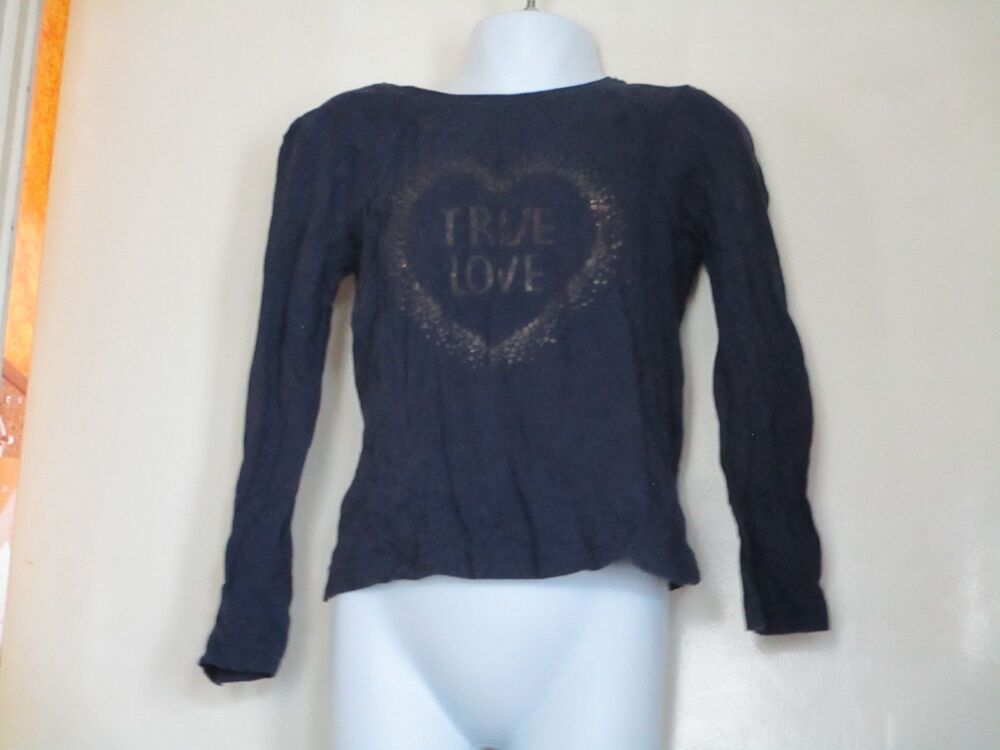 Young Dimensions 5-6yrs Dark Blue "True Love" Long Sleeve Top