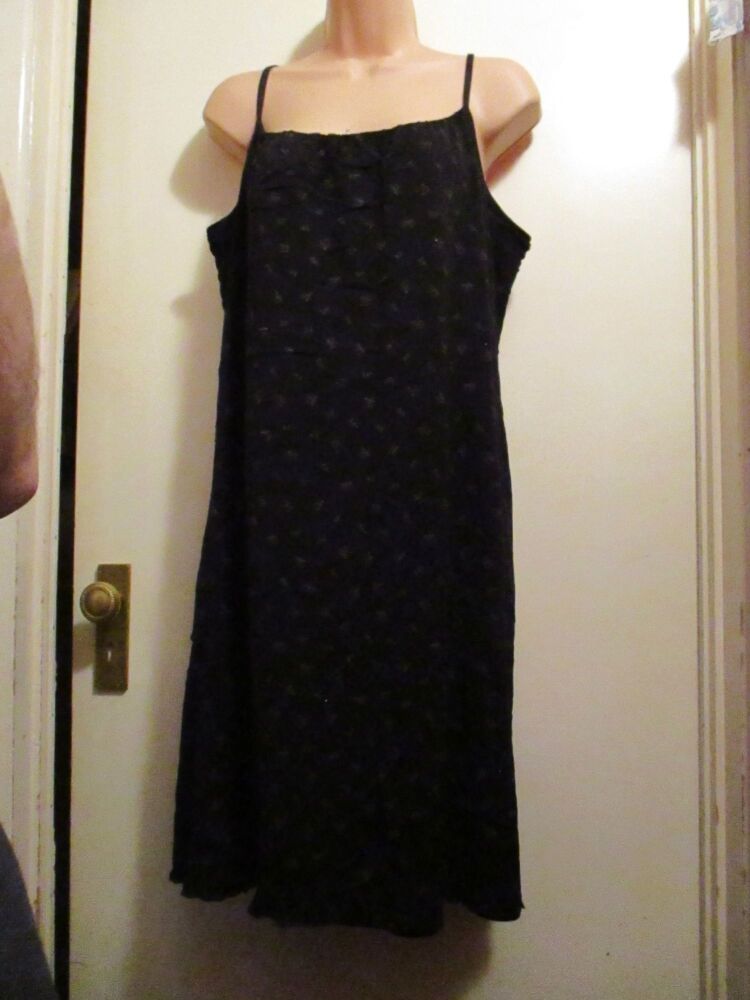 Essence Size 20 Black Summer Strappy Dress with Purple Flowers