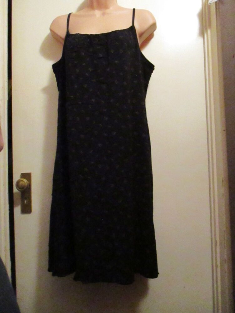 Essence Size 20 Black Summer Strappy Dress with Purple Flowers